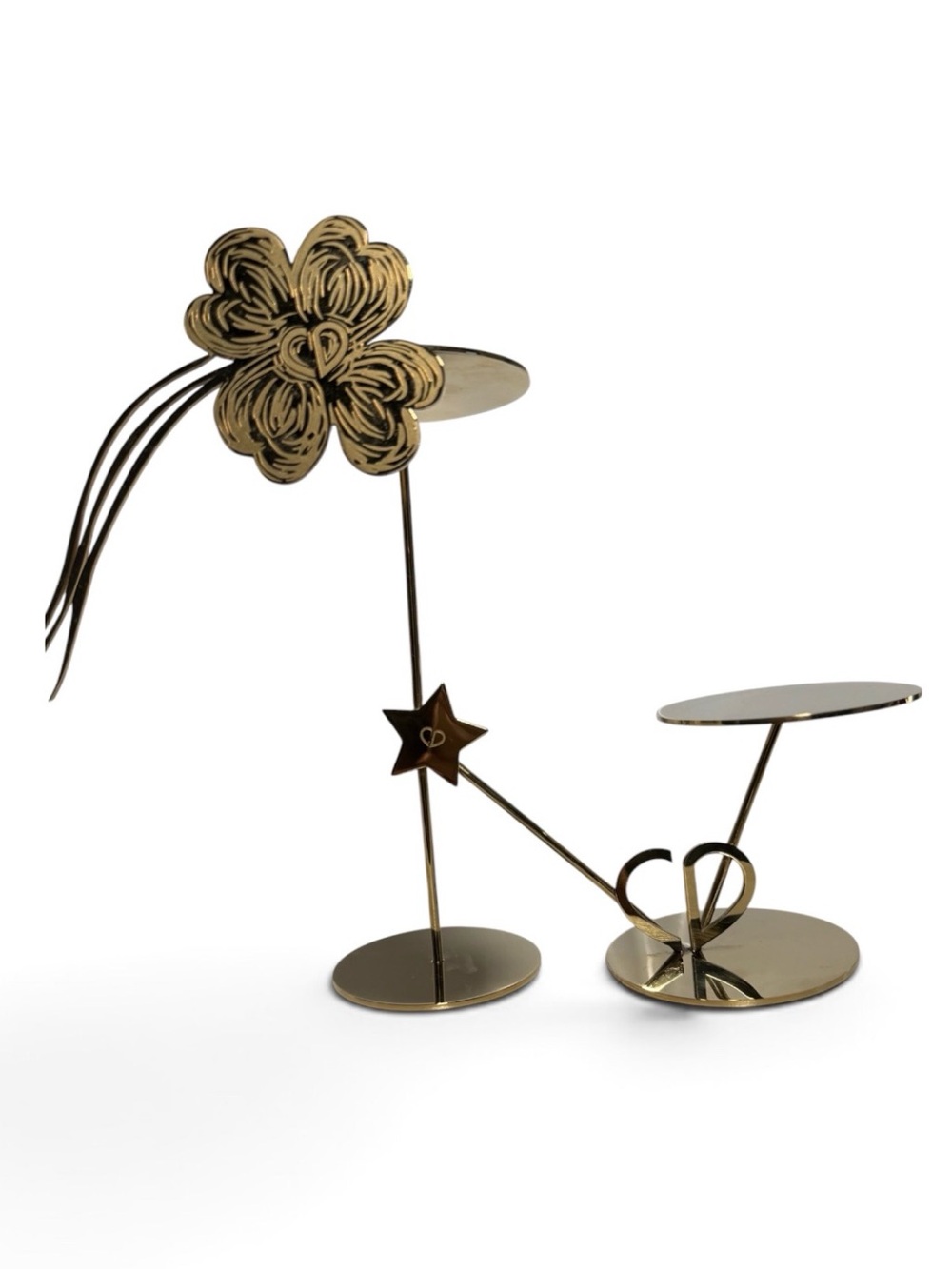 Dior Gold Floral & Star Metal candle or patisserie holder